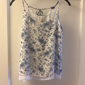 Blue and white floral tank